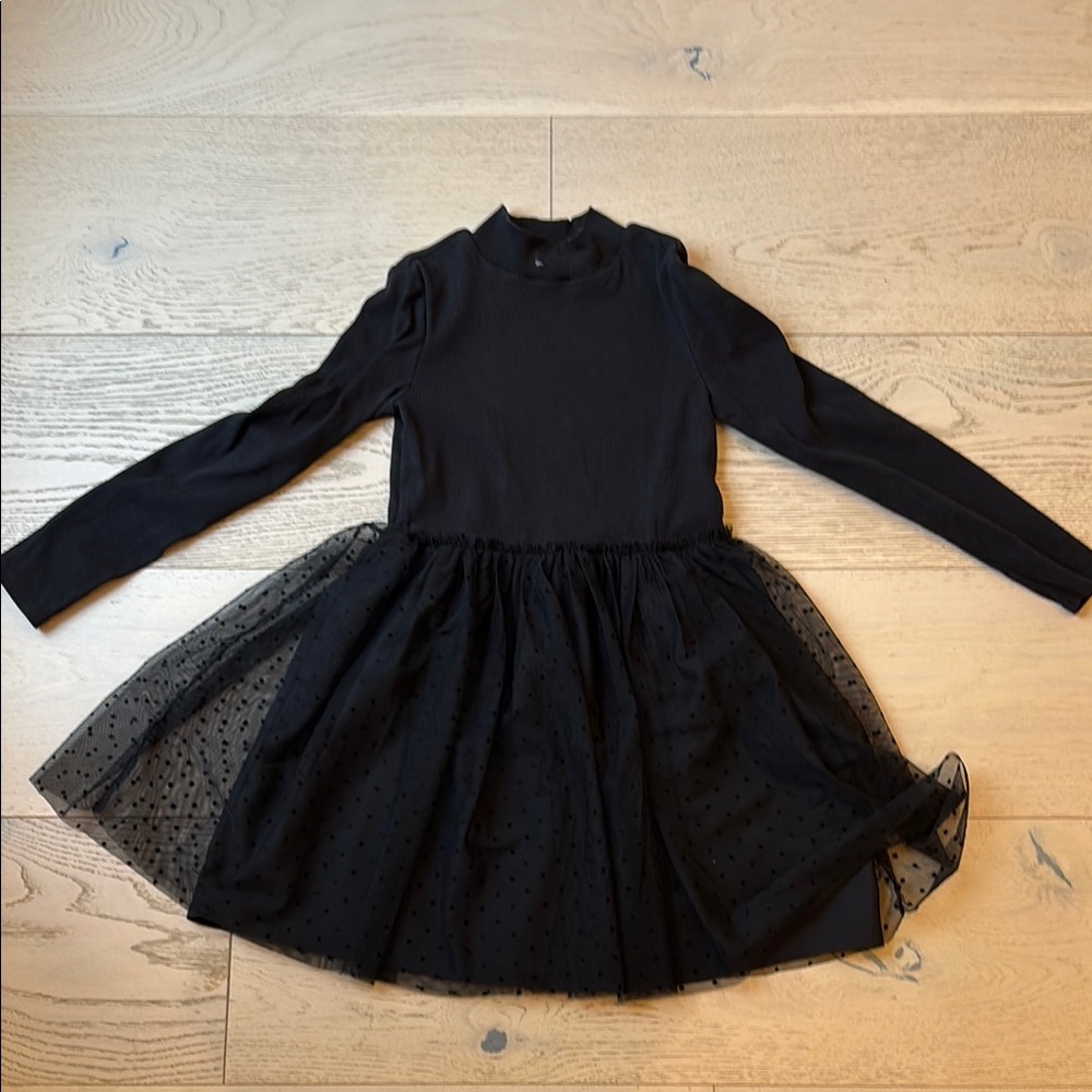 GAP Black Long Sleeve Mock Neck Fit and Flare Dress